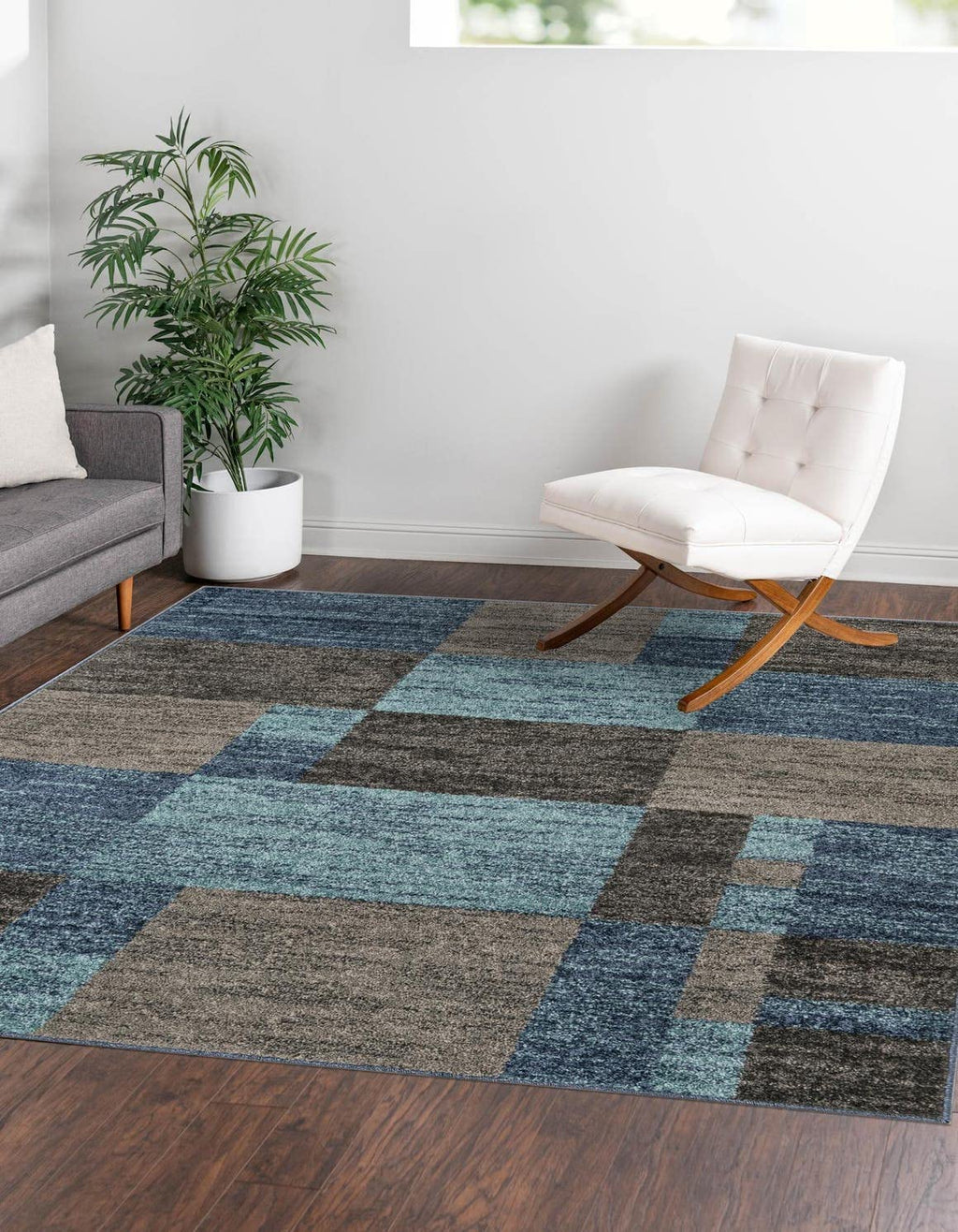 Unique Loom Autumn Collection Area Rug - Providence (5' 3'' Square, Blue Gray/ Light Brown)