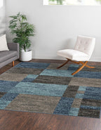 Unique Loom Autumn Collection Area Rug - Providence (5' 3'' Square, Blue Gray/ Light Brown)