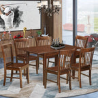 East West Furniture Norfolk 7 Piece Room Set Consist of a Rectangle Wooden Table with Butterfly Leaf and 6 Kitchen Dining Chairs, 32x54 Inch, Mahogany