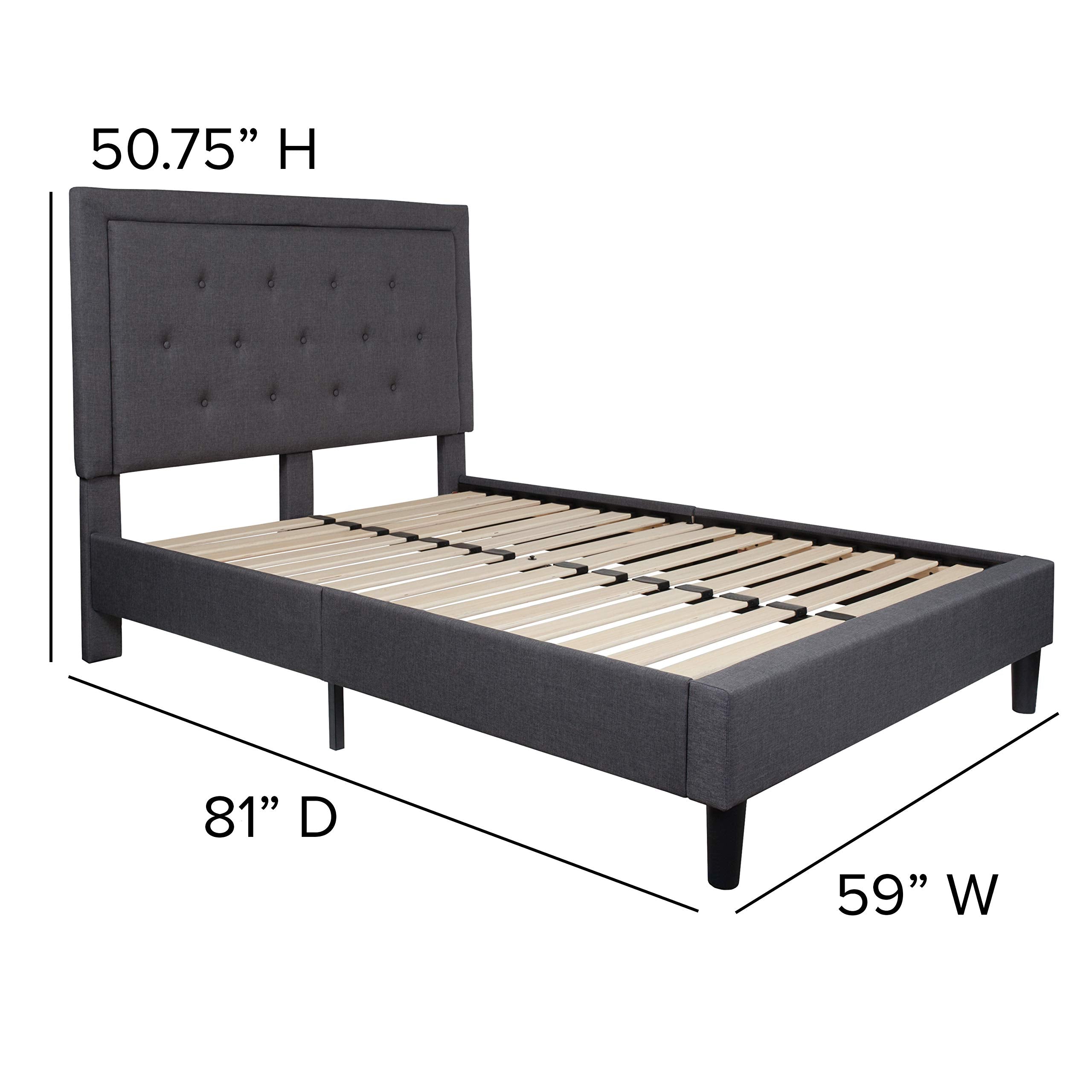 Flash Furniture Roxbury Full Size Tufted Upholstered Platform Bed In Dark Gray Fabric
