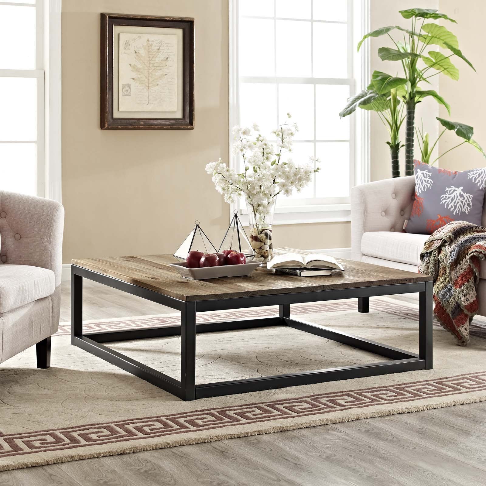 Modway Attune 43.5&quot; Coffee Table With Solid Pine Wood Top In Brown