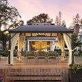 Yoleny 12'X14' Hardtop Gazebo, Permanent Outdoor Aluminum Patio Gazebo With Aluminum Composite Double Arc Roof For Patio Lawn An