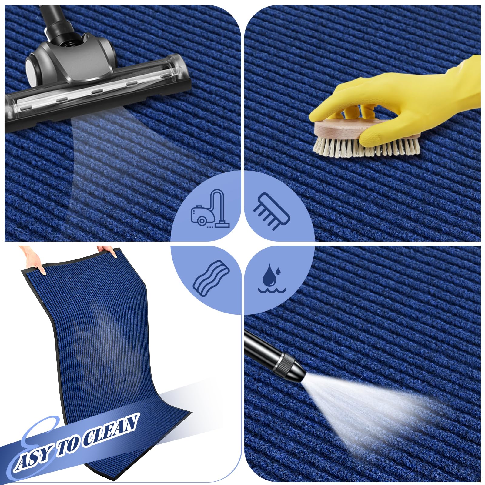 Door Mat Heavy Duty Outdoor Indoor Doormat Low Profile Front Door Mat Large 48X72 Inch Blue Entrance Welcome Mats Easy Clean Pat
