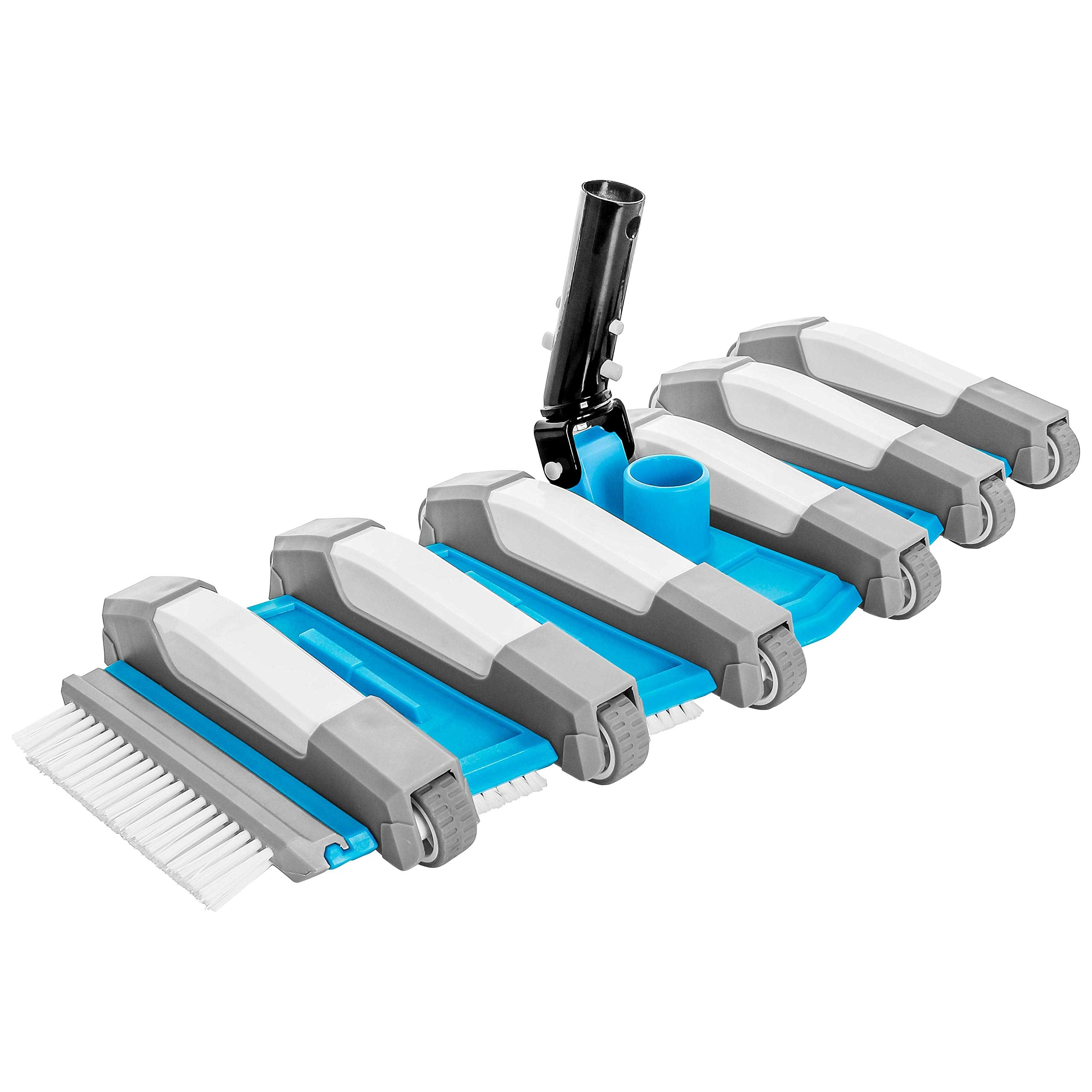 U.S. Pool Supply 19' Heavy Duty Weighted Flexible Concrete Swimming Pool Vacuum Head With Side Brushes And Metal Ez Clip Handle