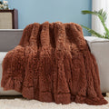 Gonaap Fuzzy Faux Fur Throw Blanket Twin Size Coffee Super Soft Cozy Plush Fuzzy Shaggy Blanket For Couch Sofa Bed (Coffee, Twin