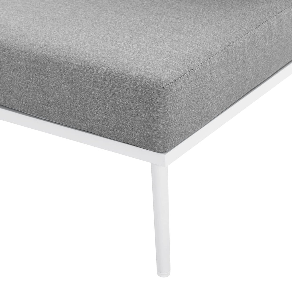 Modway Stance Outdoor Patio Woven Rope Aluminum Armless Chair in White Gray