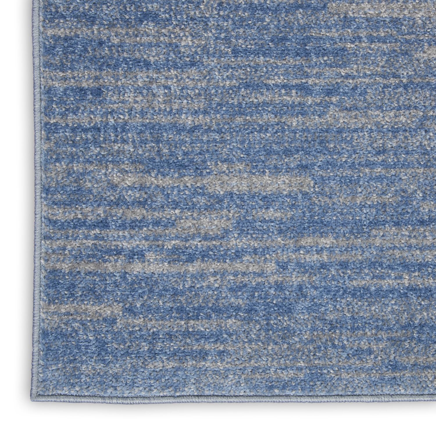 Nourison Essentials Solid Indoor/Outdoor Blue/Grey 2'2' X 16 Area Rug, Easy Cleaning, Non Shedding, Bed Room, Living Room, Dining Room, Deck, Patio, Backyard (2X16)