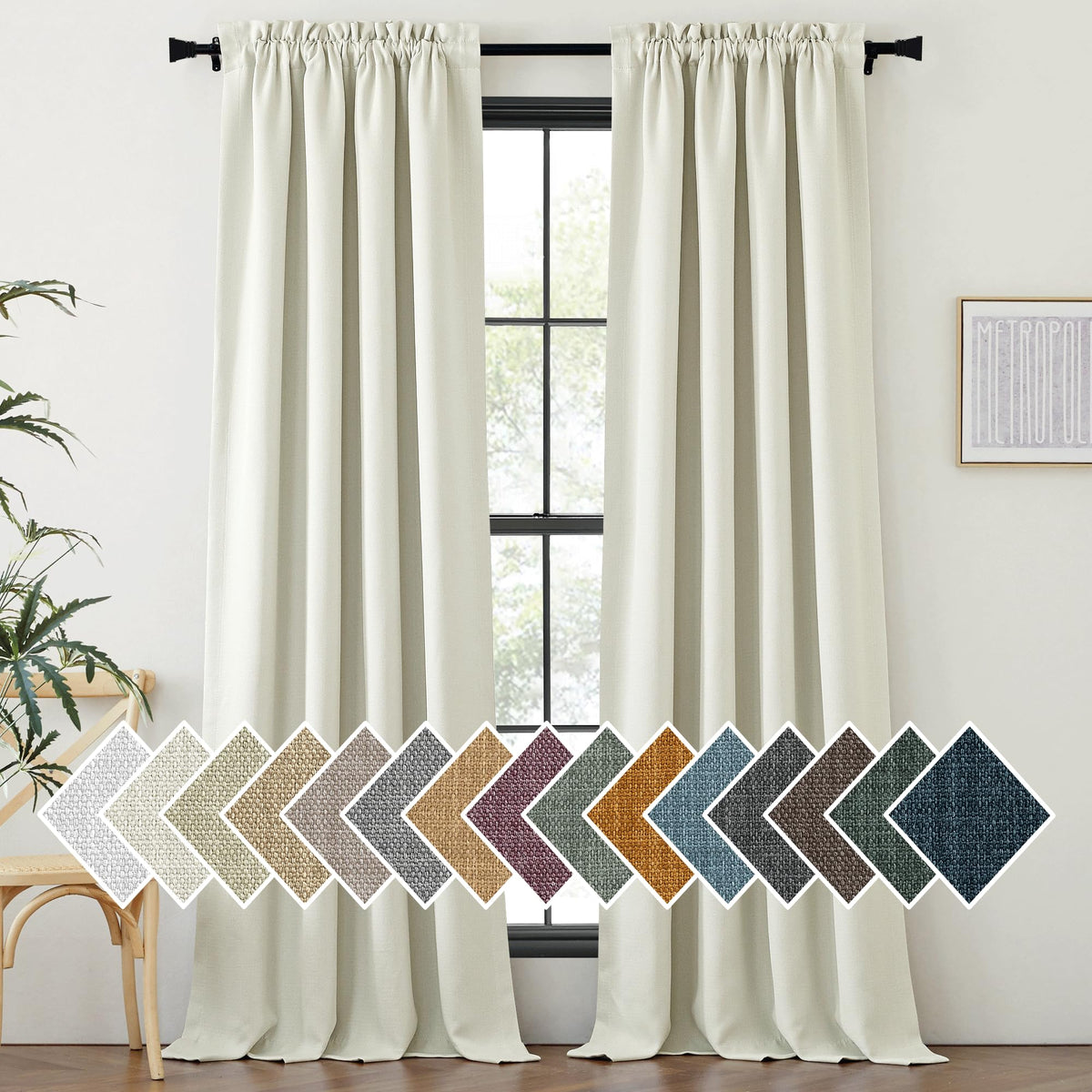 Nicetown Room Darkening Curtains 84 Inch Length 2 Panels Set, Dual Rod Pockets & Hook Belt Light Blocking Thermal Curtains Sound