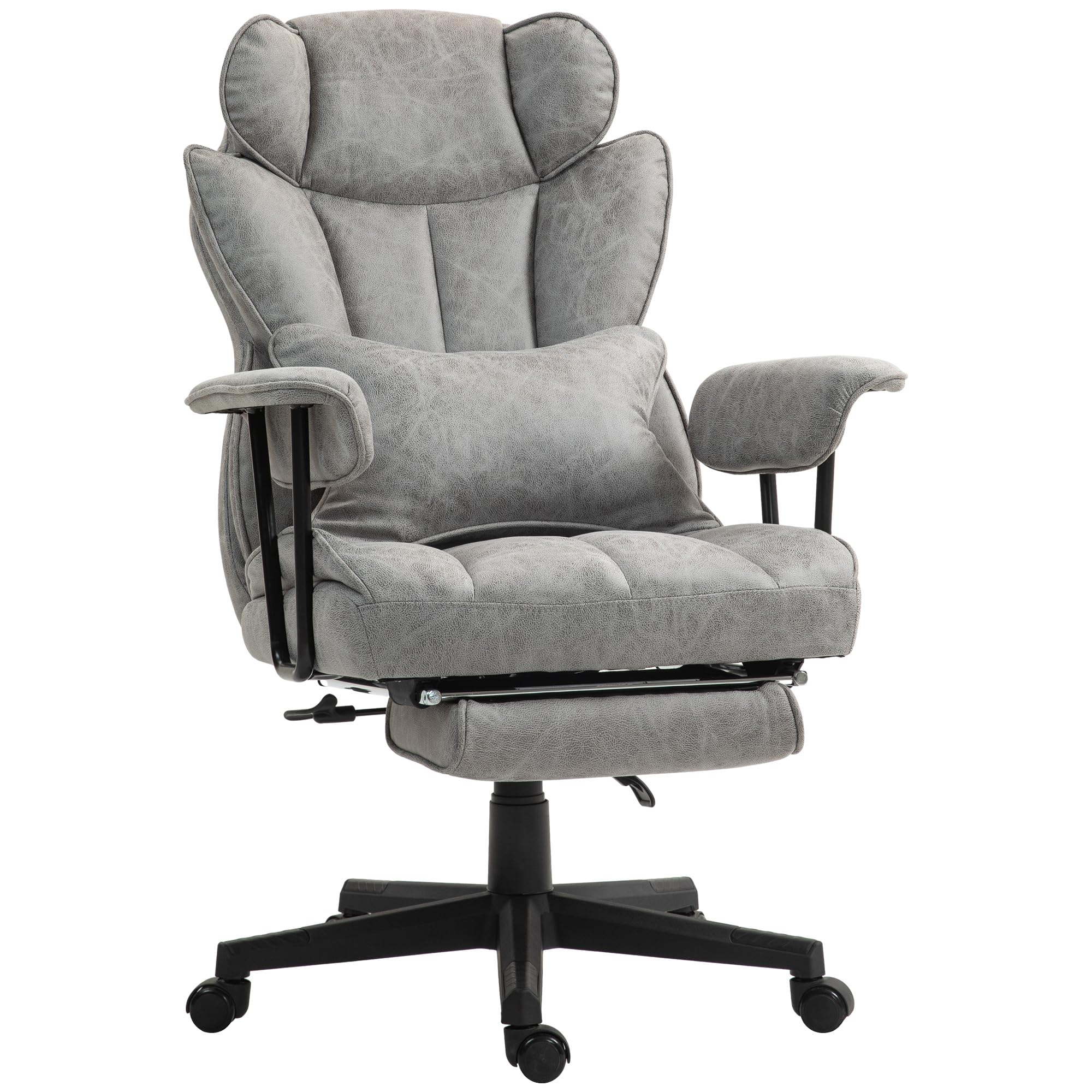 HOMCOM Executive Office Chair, 400LBS Big and Tall Office Chair with Foot Rest, Microfiber Computer Desk Chair with Lumbar Suppo