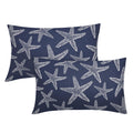 Navy Blue Starfish Ocean Lumbar Pillow Covers 12X20 Inch Summer Nautical Coastal Beach Decorative Pillow Cases Set Of 2 Cotton L