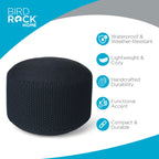 BIRDROCK HOME Outdoor Pouf Ottoman Hand Woven Waterproof Foot Stool Navy 20" x 16"