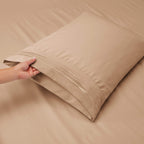 Clara Clark Bed Sheets, Premier 1800 Series Bed Sheet Set With Extra Set Pillowcases, Deep Pocket Fitted Sheet, Luxury Soft Bedding Sheets & Pillowcases, Queen, Taupe Sand