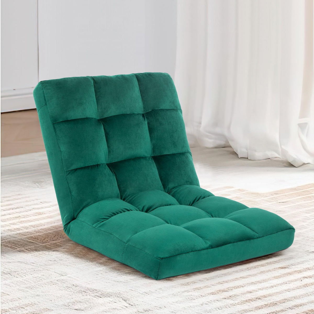Homyedamic Floor Chair, 24 Inches Wide Oversized Velvet Armless Lay Flat Floor Seat Padded Meditation Chair With 6 Adjustable Po