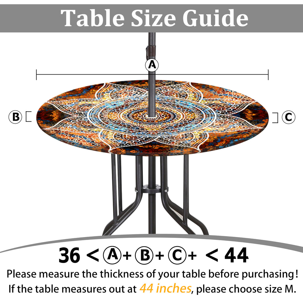 Outdoor Tablecloth With Umbrella Hole Waterproof Round Fitted Tablecloth With Elastic Zippered Wipeable Table Cloth Round Cover