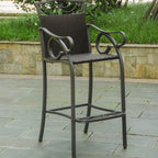International Caravan 608221 Wicker Resin Patio Bar Stool In Chocolate, Set Of 2, Brown