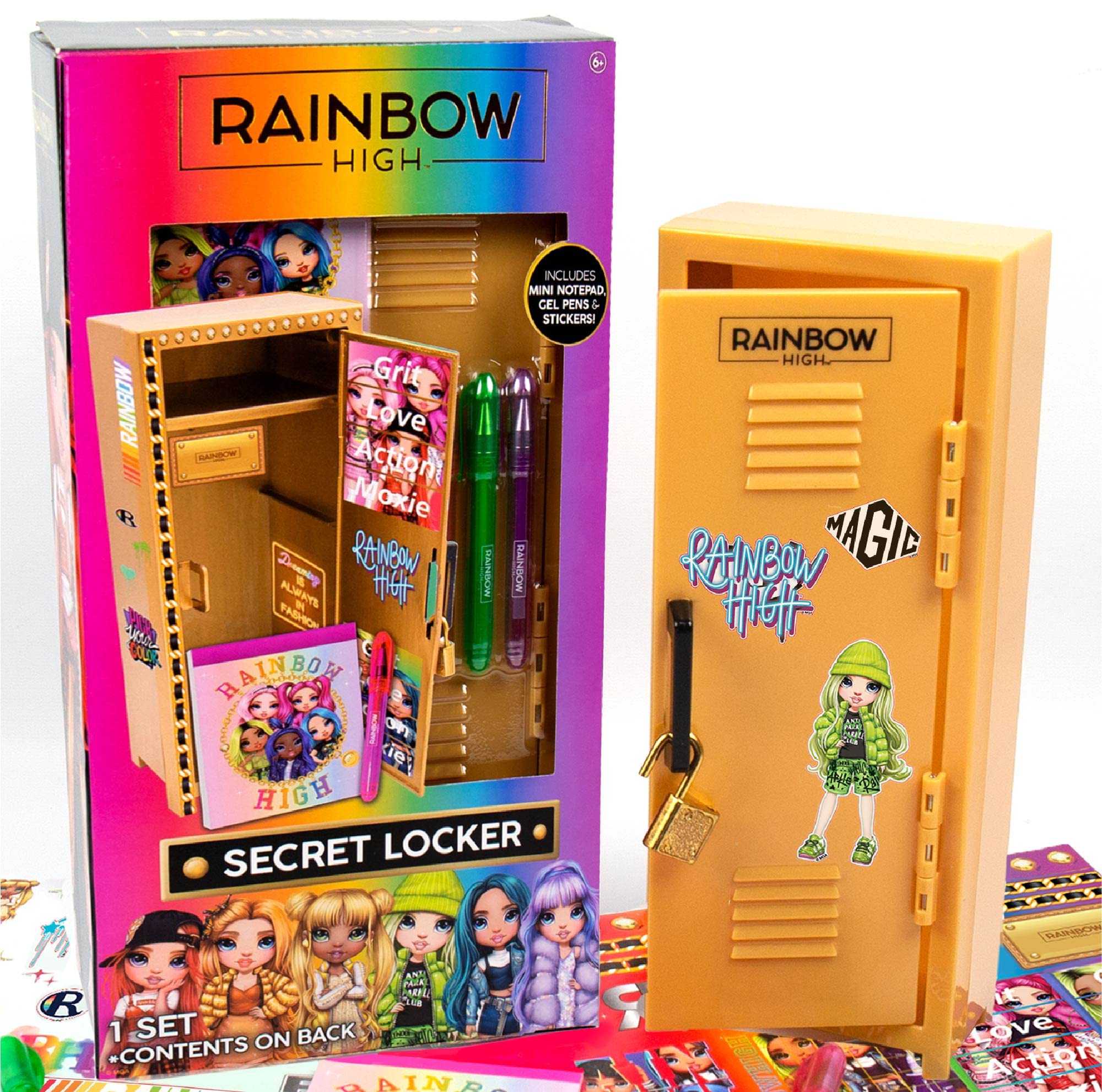 Rainbow High Secret Locker Stationery Set, Including Notepad, Gel Pens Stickers - Ages 6+