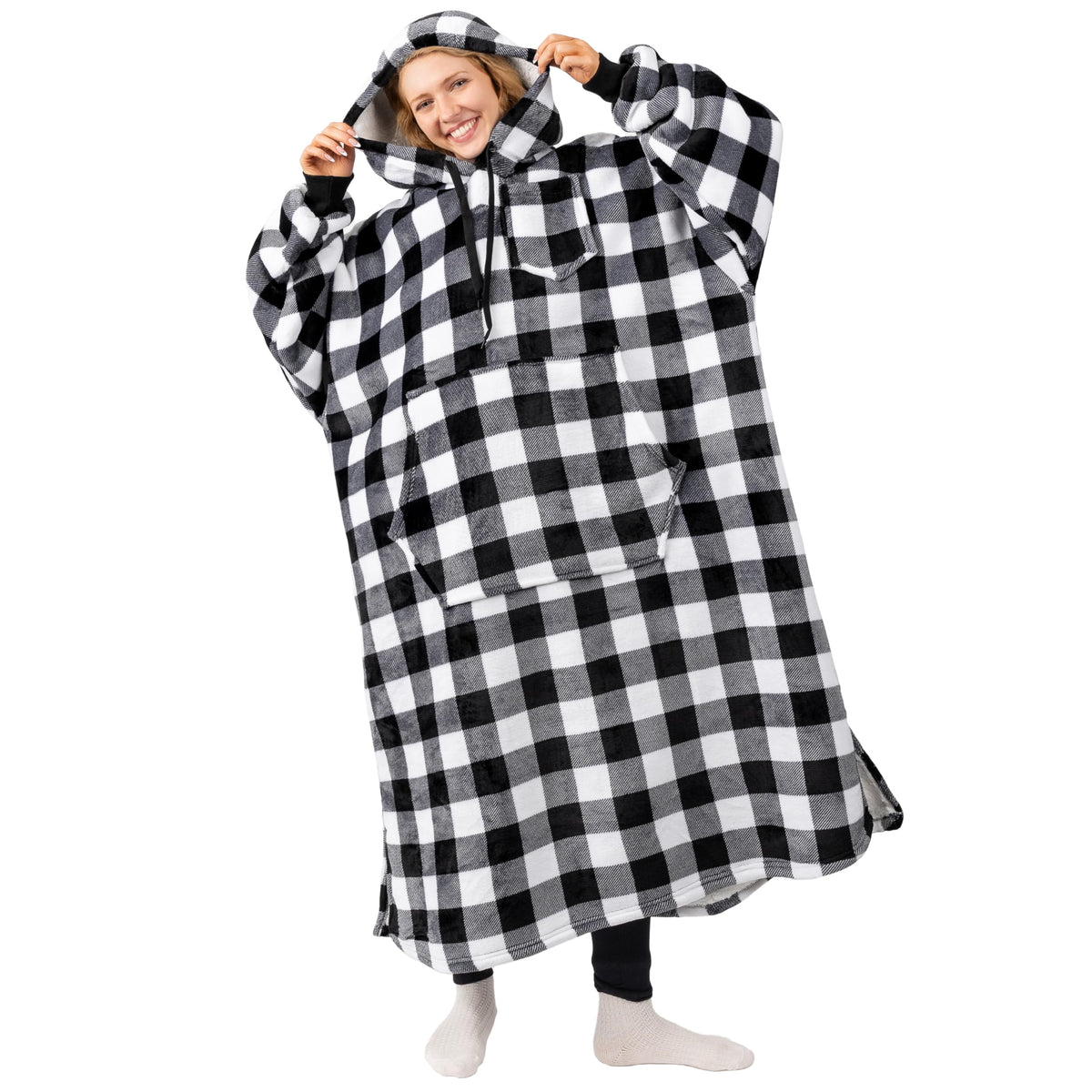 Pavilia Blanket Hoodie For Women White, Sherpa Wearable Blanket Men, Cozy Oversized Sweatshirt Blanket, Warm Fleece Hooded Blank