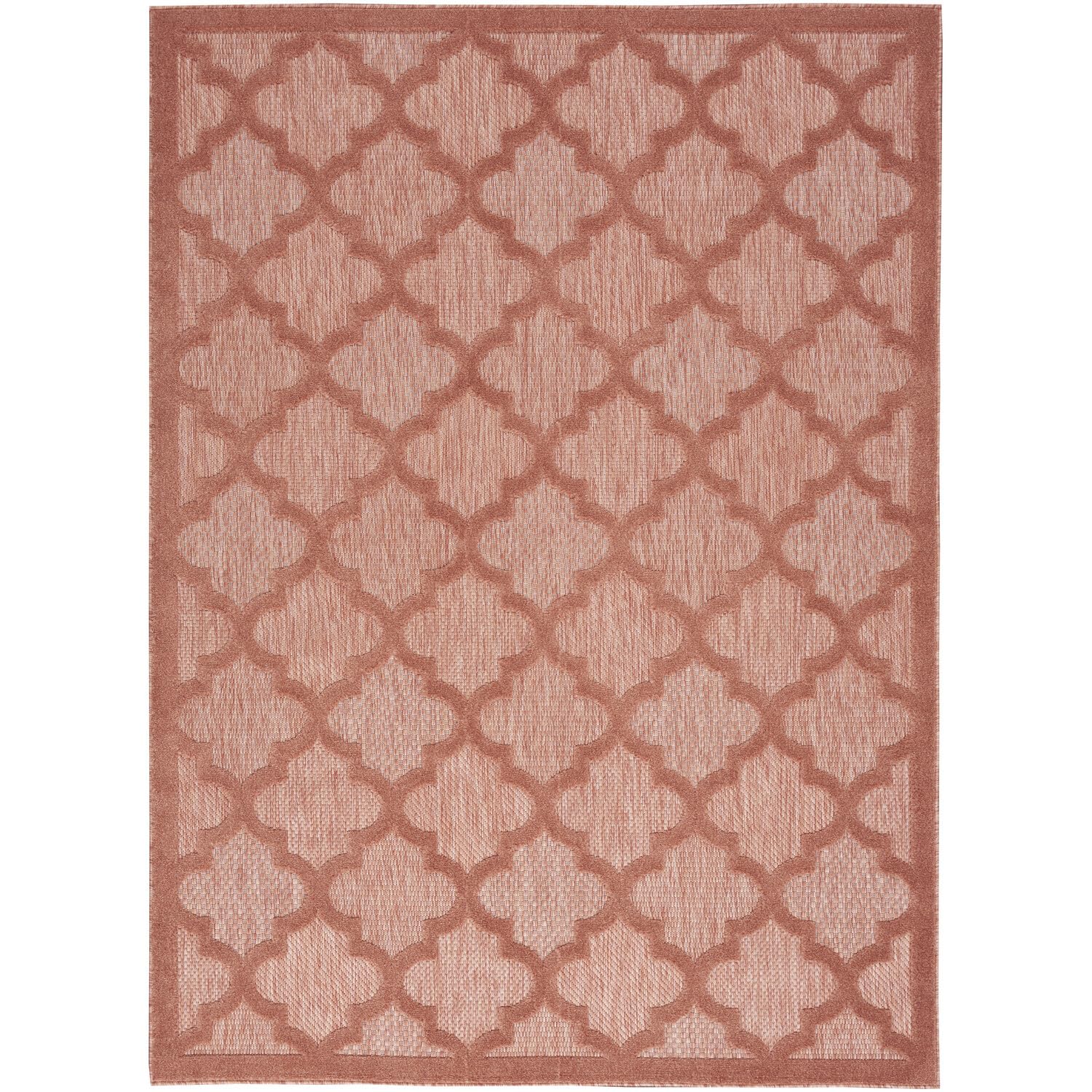 Nourison Easy Care Moroccan Coral/Orange 5' X 7' Area -Rug, Trellis, Easy -Cleaning, Non Shedding, Bed Room, Living Room, Dining Room, Backyard, Deck, Patio (5X7)