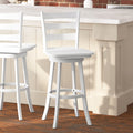 Taylor & Logan Laurel Wooden Swivel Ladderback Bar Stool in Antique White Wash