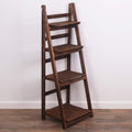 Milltown Merchants Ladder Shelf - Wooden Ladder Bookshelf - Leaning Bookshelf - Rustic Bookcase - Folding Bookcase (Dark Brown L