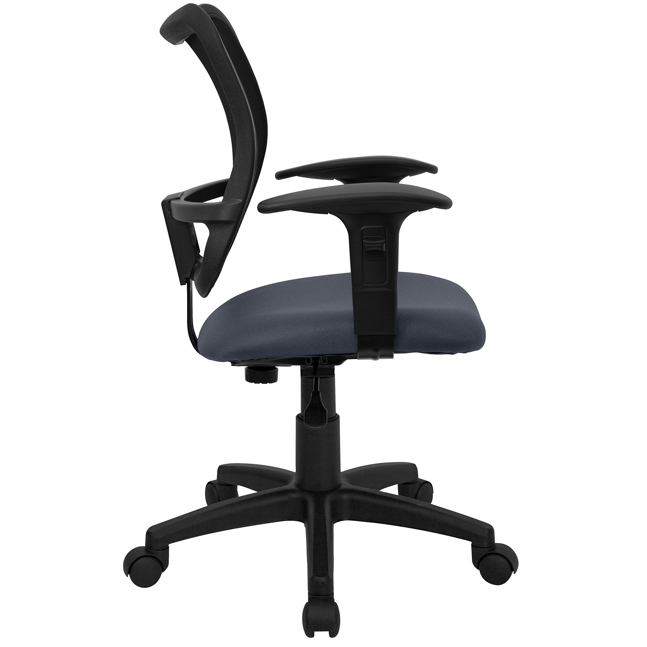 Flash Furniture Alber Mid-Back Navy Blue Mesh Swivel Task Office Chair with Adjustable Arms
