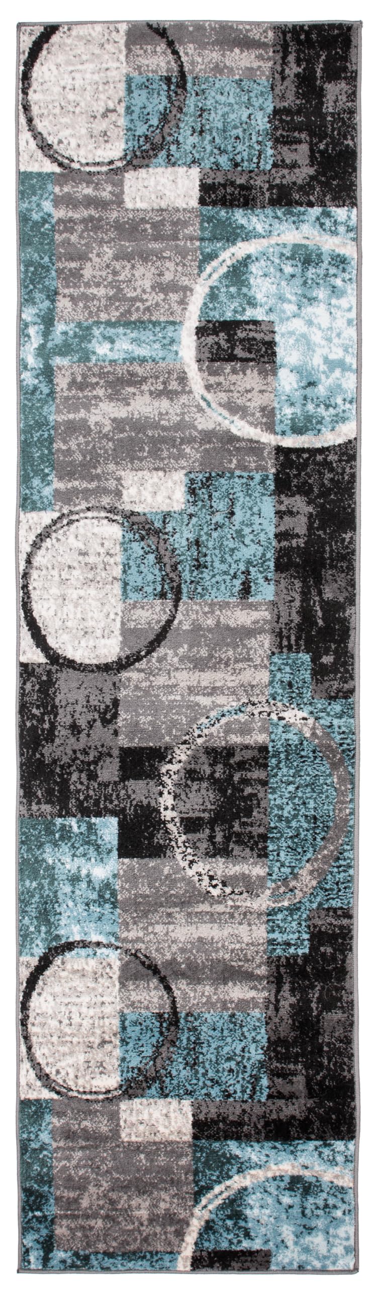 Rugshop Contemporary Abstract Circle Design Soft Runner Rug 2'7'' X 8' Gray