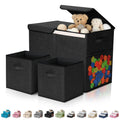 Fiwochic 3 Pack Large Toy Box Storage Organizer Set, Black