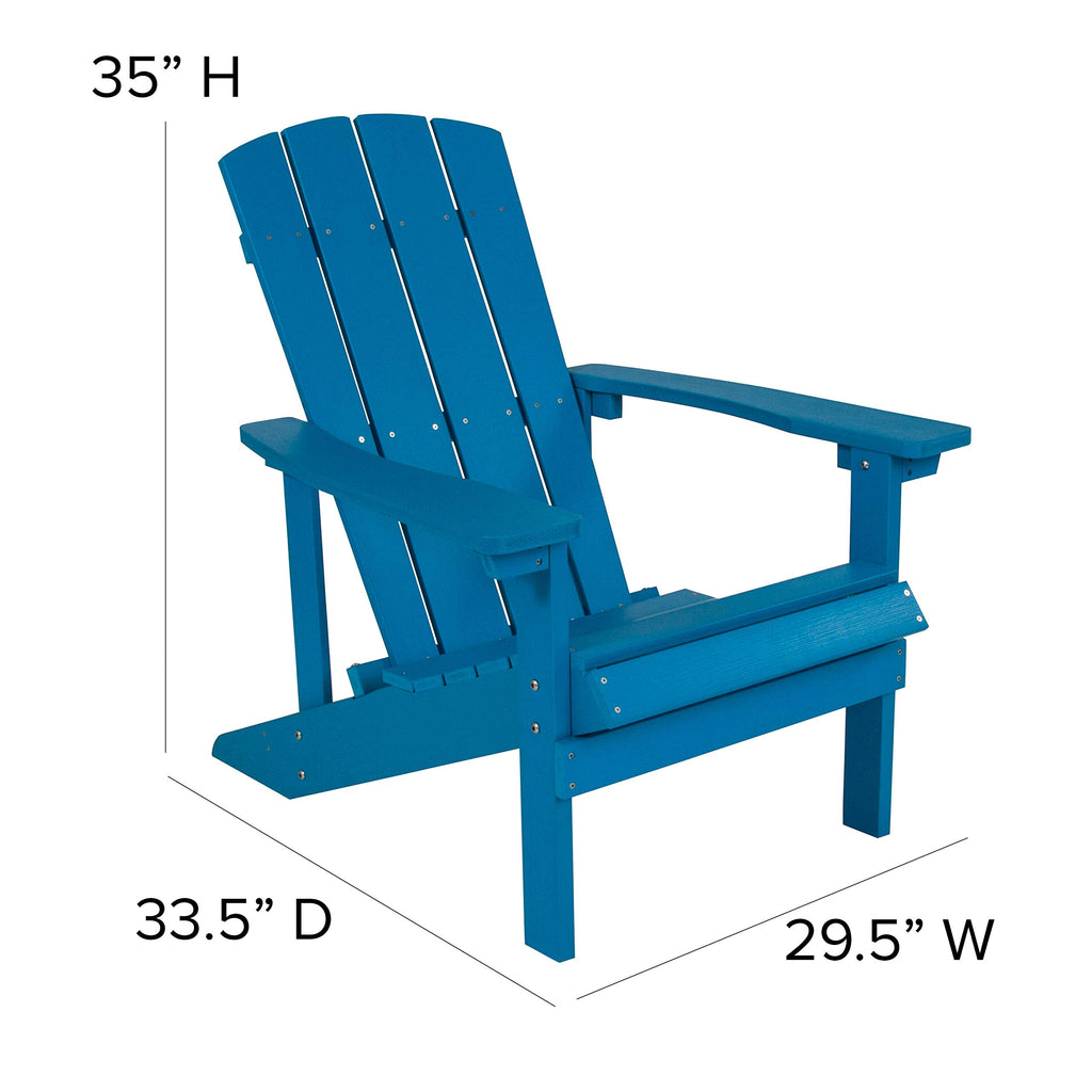 Flash Furniture Charlestown Commercial Grade Indoor/Outdoor Adirondack Chair, Weather Resistant Durable Poly Resin Deck and Patio Seating, Blue