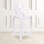 Flash Furniture Ghost Counter Stool with Tear Back in Transparent Crystal