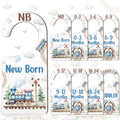 CORNER LACE Baby Closet Dividers 8PCS, Retro Train Themed Wooden Double-Sided Clothes Size Hanger/Organizer from Newborn to Todd