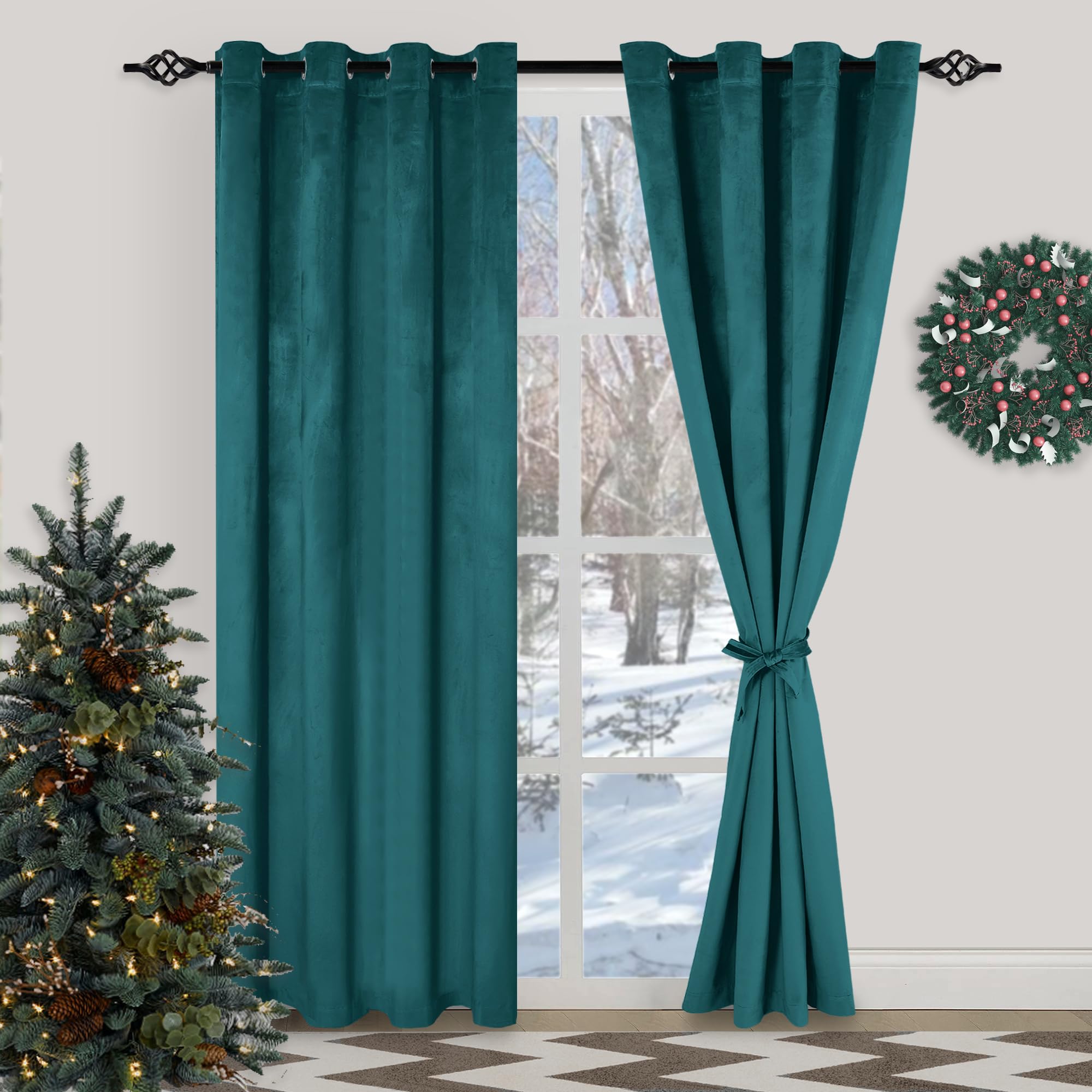 Xwzo Velvet Curtains 84 Inches Long - Soft Elegant Sunlight Blocking Window Curtain Panels For Parlor Bedroom/Living Room/Office