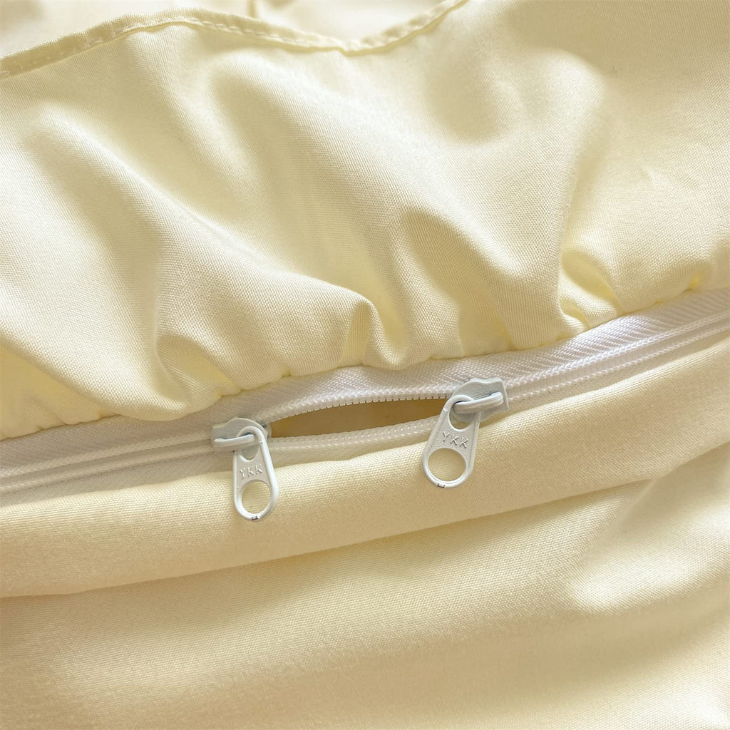 Moowoo Chic Ruffle Lace Polyester Duvet Cover Set -Girl Yellow Bedding-2 Piece Twin Duvet Cover With Zipper Closure -Ultra Soft
