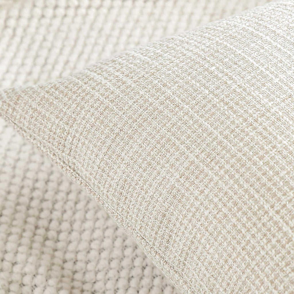 Otostar Linen Throw Pillow Covers Set Of 2 Decorative Square Pillowcases Cushion Covers 14X14 Inch For Home Decor Sofa Bedroom Car 35 X 35 Cm Beige