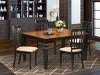 East West Furniture WENI5-BCH-C 5 Piece Dining Set Includes a Rectangle Dining Room Table with Butterfly Leaf and 4 Linen Fabric Upholstered Kitchen Chairs, 42x60 Inch, Black & Cherry
