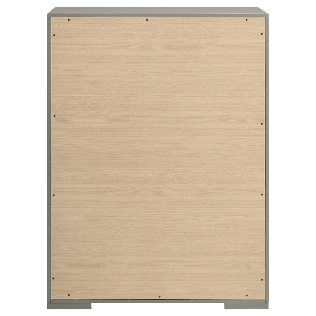 Coaster Home Furnishings Ives Contemporary Wood 5-Drawer Bedroom Chest of Drawers Chiffonier Clothing Storage Cabinet Bedroom Armoire Tall Dresser Organizer Unit Grey High Gloss 224975