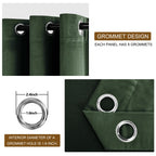 Dwcn Velvet Curtain Panels - Olive Green Bundleable Grommet Top Thermal Insulated Window Treatment Set Home Decor Modern Curtain