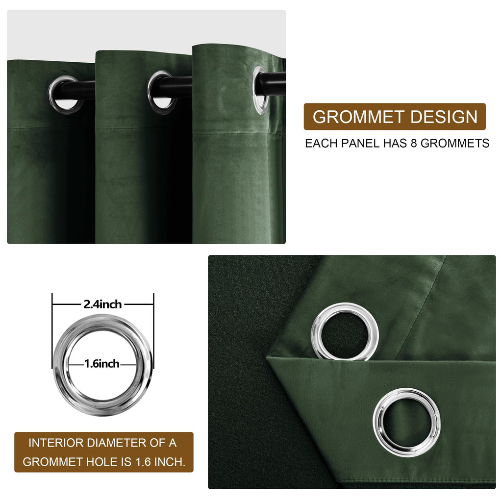Dwcn Olive Green Velvet Curtains 96 Inches - Tieable Elegant Sunlight Blocking Curtains For Living Room Thermal Insulated Noise