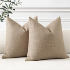 Otostar Linen Throw Pillow Covers Set Of 2 Decorative Square Pillowcases Cushion Covers 28X28 Inch For Home Decor Sofa Bedroom Car 70 X 70 Cm Light Coffee