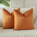 Otostar Pack Of 2 Velvet Soft Decorative Throw Pillow Covers Solid Square Cushion Case Home Decor Pillow Covers For Couch Sofa Bedroom Living Room Decorative Pillowcases 20 X 20 Inch (Orange)