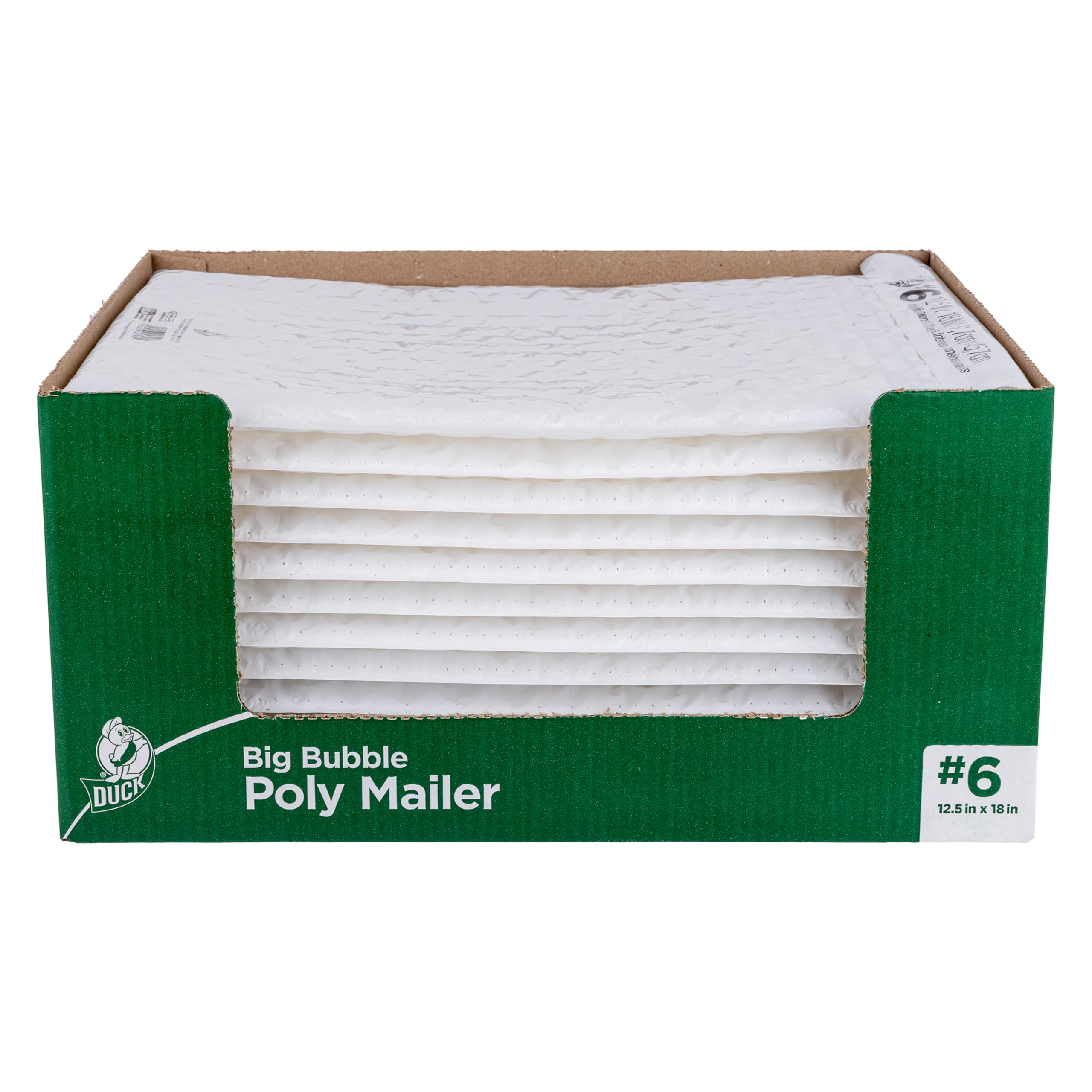 Duck Brand #6 Big Bubble Poly Mailer, White, 12.5 Inch X 18 Inch, 12 Pack