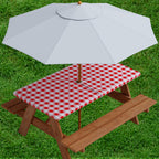 Sorfey Vinyl Umbrella Rectangle Fitted Tablecloth Cover, Checkered Design, Flannel Backed Lining 24X48 Inch, Red