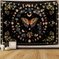Aipon Yellow Butterfly Moon Flower Tapestry Botanical Floral Plant Boho Tapestry For Bedroom Aesthetic Vintage Tapestries Wall H