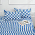 Queen Size Sheet Set 4 Piece -Microfiber Soft Durable Bedding Sheet Set,Deep Pocket,Stain,Fade & Wrinkle Resistant (Plaid Blue&W