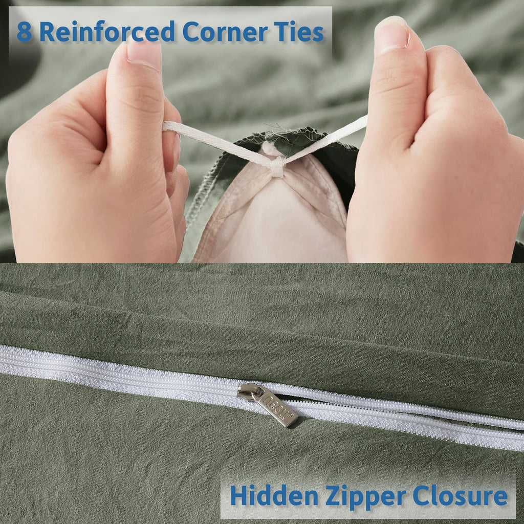 Nestl Olive Green Duvet Cover King Size - Soft Prewashed King Duvet Cover Set, 3 Piece, With Zipper Closure, 1 Duvet Cover 104X90 Inches And 2 Pillow Shams - No Comforter