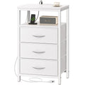 Huuger Nightstand with Charging Station, 27.6 Inch Side Table with Drawers, PU Leather Finish, End Table Bedside Table with USB 