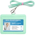 Teskyer Badge Holder With Lanyard, Leather Id Name Badge Card Holder With Lanyard For Id Badges, Horizontal, Lychee Pattern Ligh