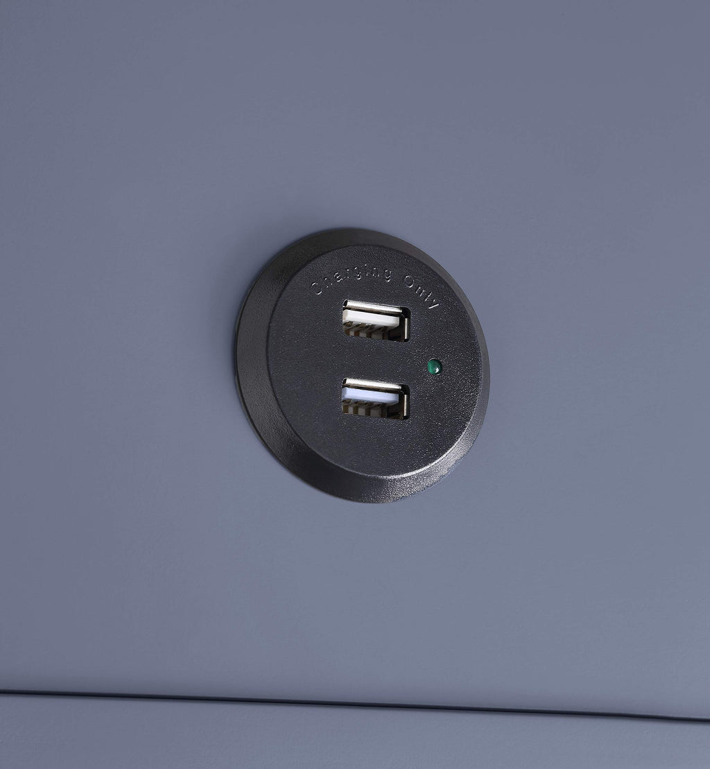 Acme Grardor Wooden Side Table with USB Charging Dock in Gray