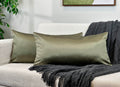 Aiking Home 12X24 Inches Faux Silk Rectangular Throw Pillow Cover, Zipper Closure, Sage (Set Of 2)