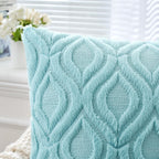 Miulee Sky Blue Throw Pillow Covers 18X18 Inch, Soft Winter Plush Faux Wool Couch Pillow Covers Set Of 2 Decorative Farmhouse Boho Throw Pillows For Sofa Living Room Bed