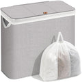 STORAGE MANIAC Triple Laundry Hamper with Lid, Metal Frame Laundry Baskets